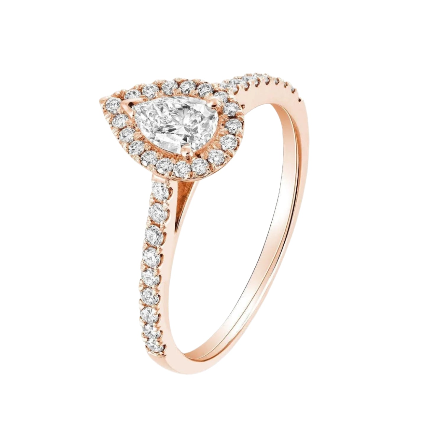 Pear Shaped Diamond Halo Engagement Ring 0.72 ct - Thenetjeweler