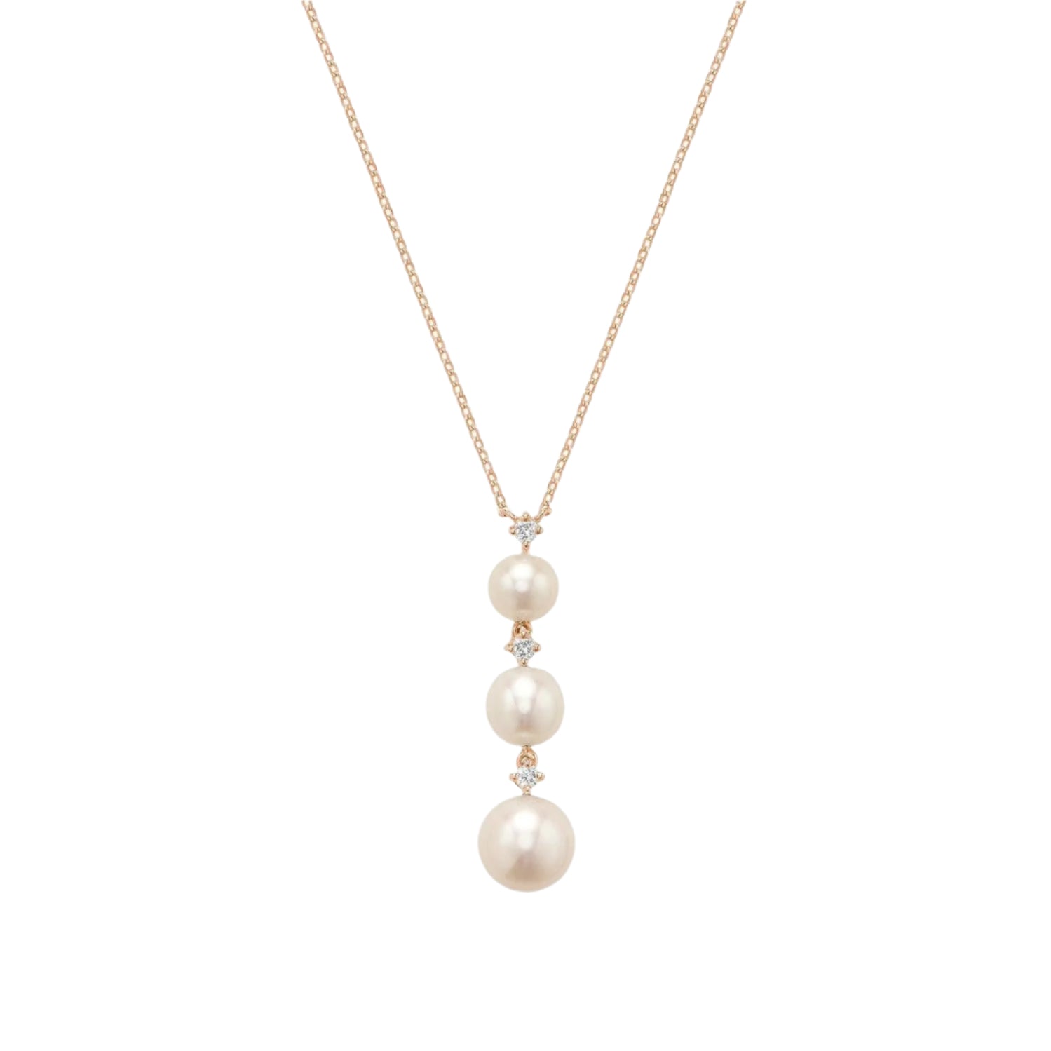 Pearls and Diamonds Triple Drop Pendant Necklace - Thenetjeweler