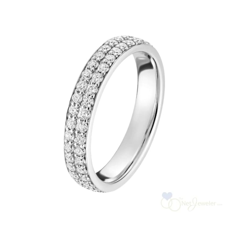 1.05ct Round Diamond Two Row Pave Eternity Ring - Thenetjeweler