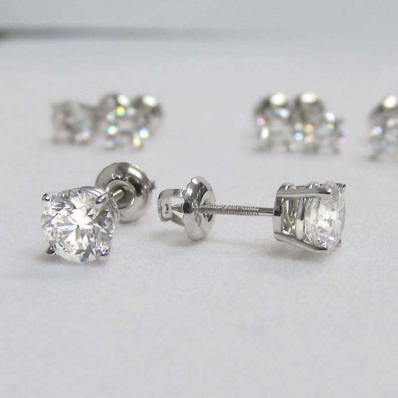 Lab Grown Diamond Stud Earrings 14k White Gold 1.20 ct. tw. Thenetjeweler