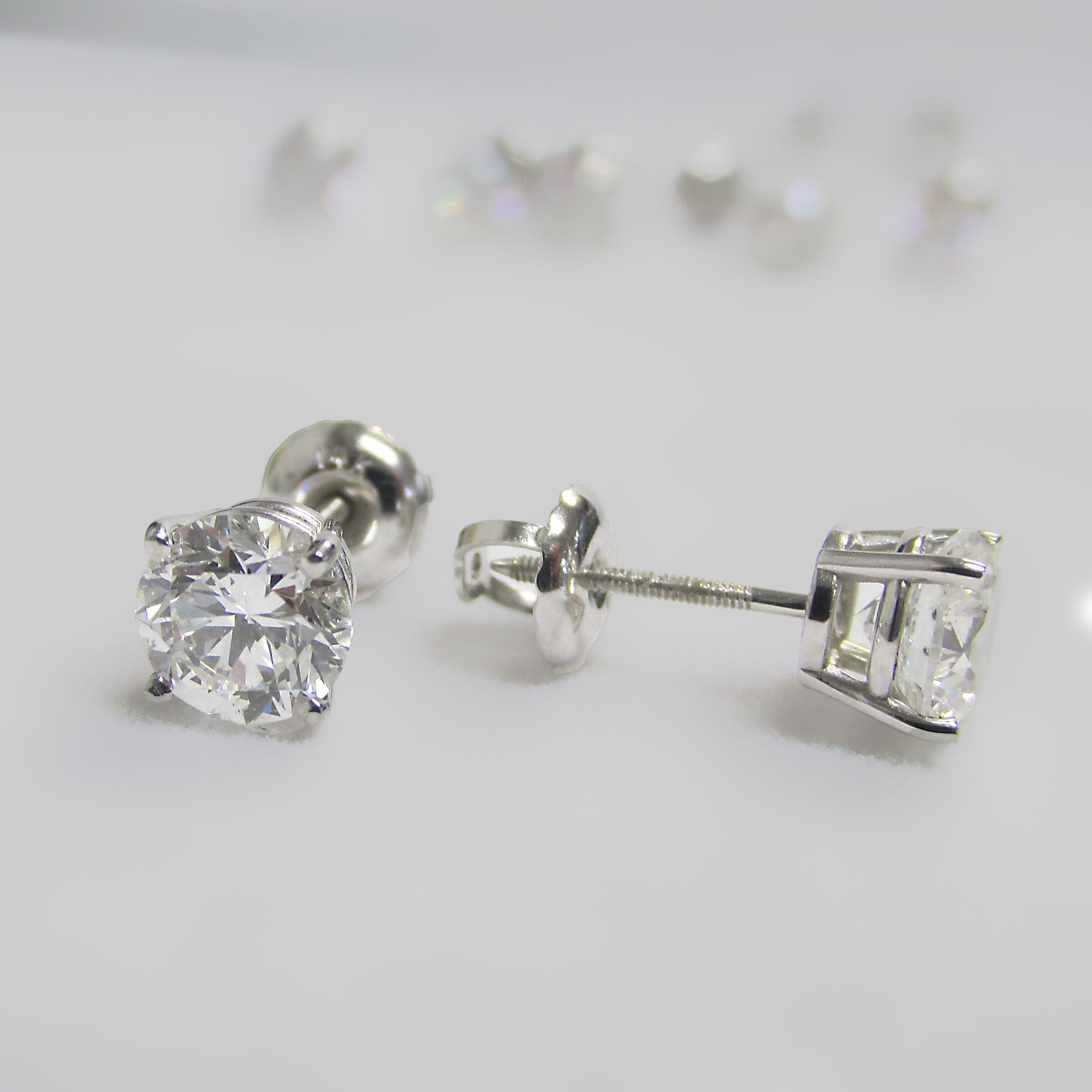 Shops 14k White Gold 0.50 ct.T.W. Round-cut Created Diamond Solitaire Earrings, Screw-back