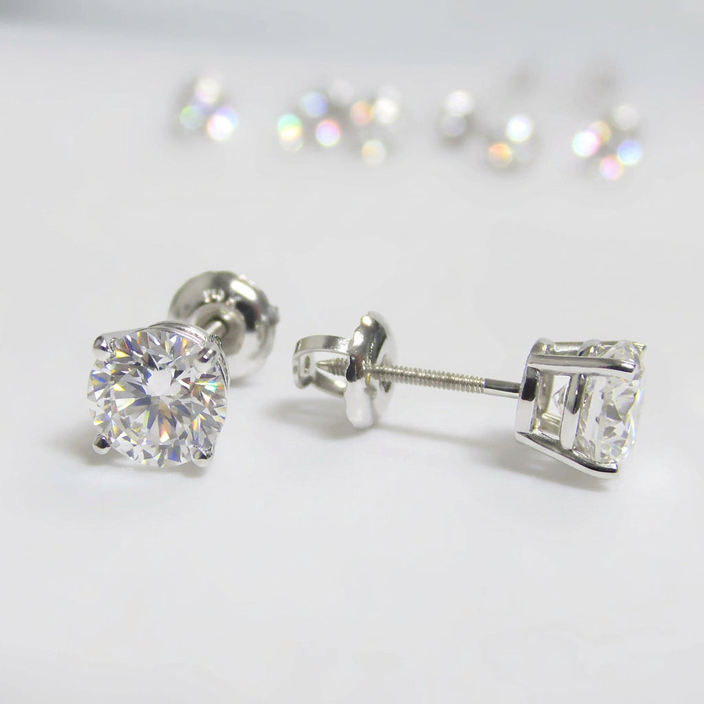 Lab Grown Diamond Stud Earrings 14k White Gold 0.50 ct. tw. - Thenetjeweler
