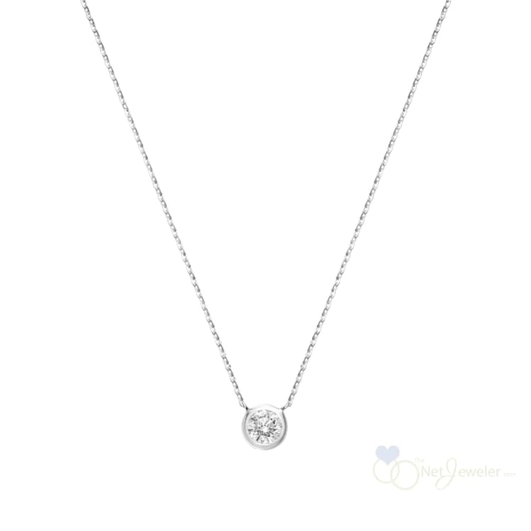 10K Gold Bezel Set Diamond Necklace-Thentjeweler