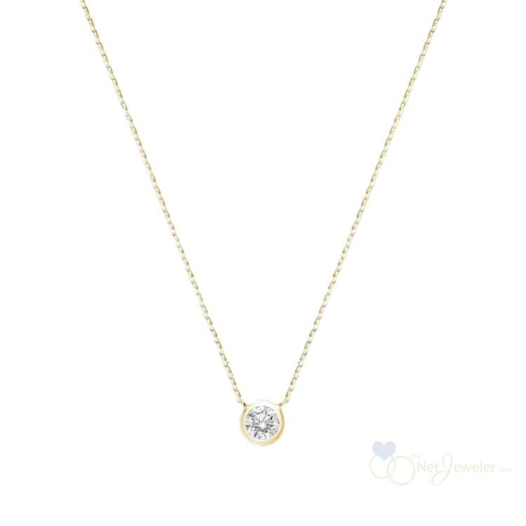 10K Gold Bezel Set Diamond Necklace-Thentjeweler