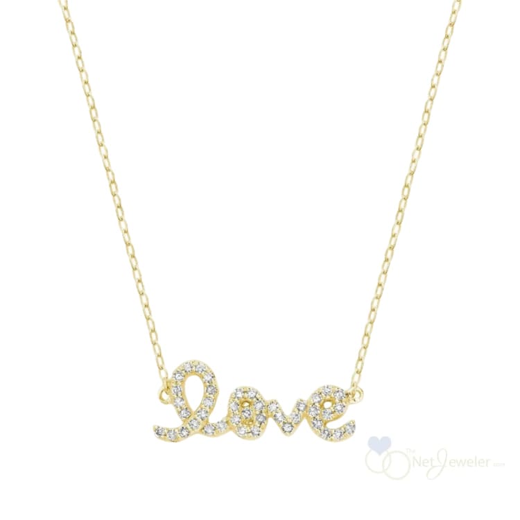 10K Gold Diamond Love Necklace - Thenetjeweler