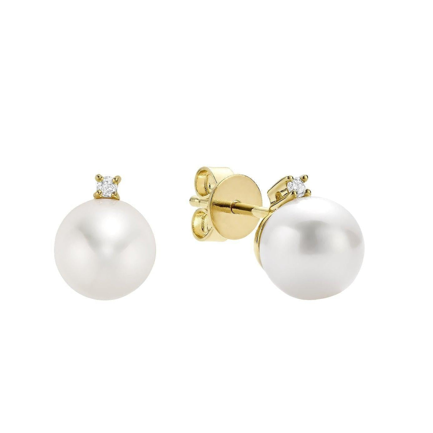 Cultured Pearl Diamond Accent Stud Earrings - Thenetjeweler