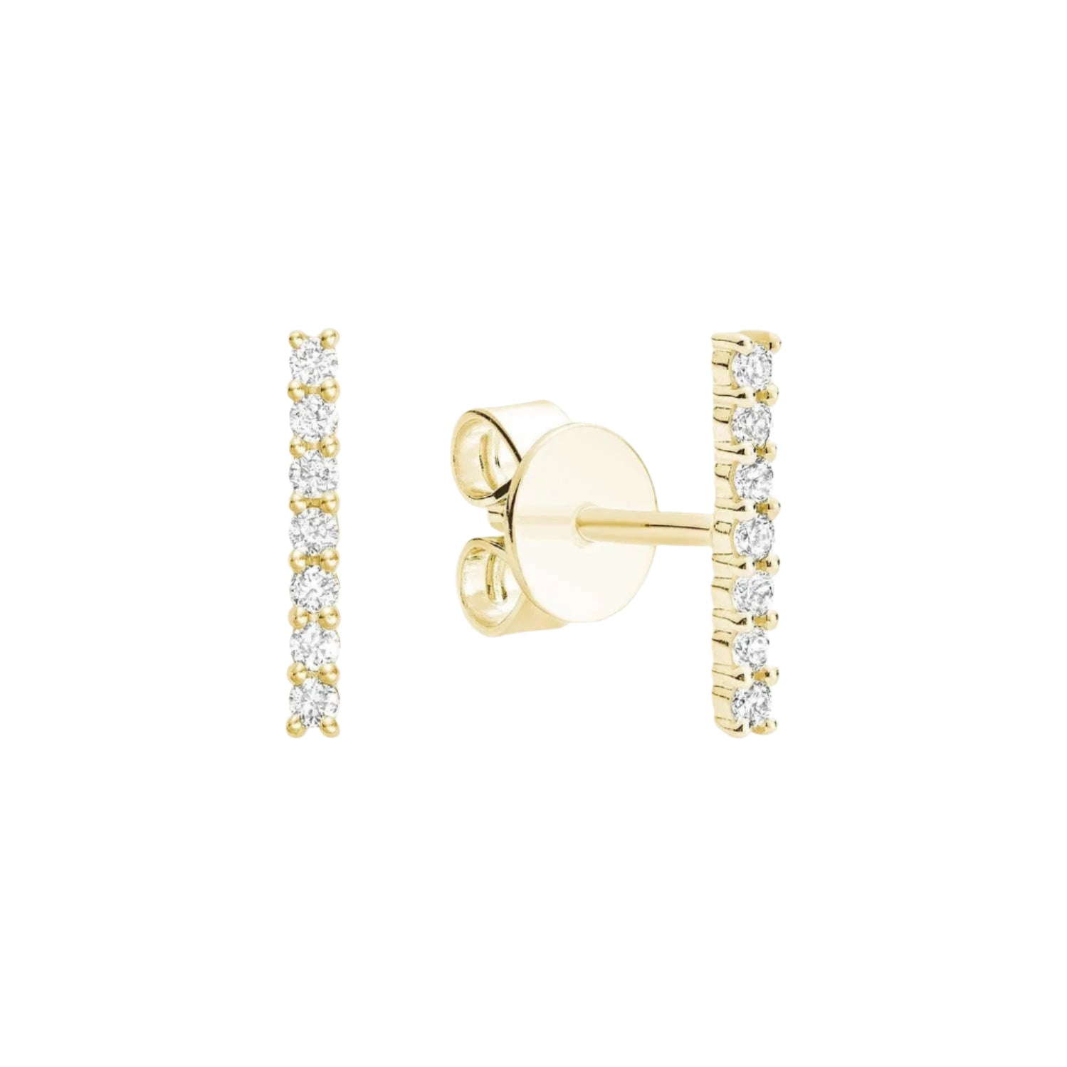 10K Gold Diamond Stud Bar Earrings | TheNetJeweler