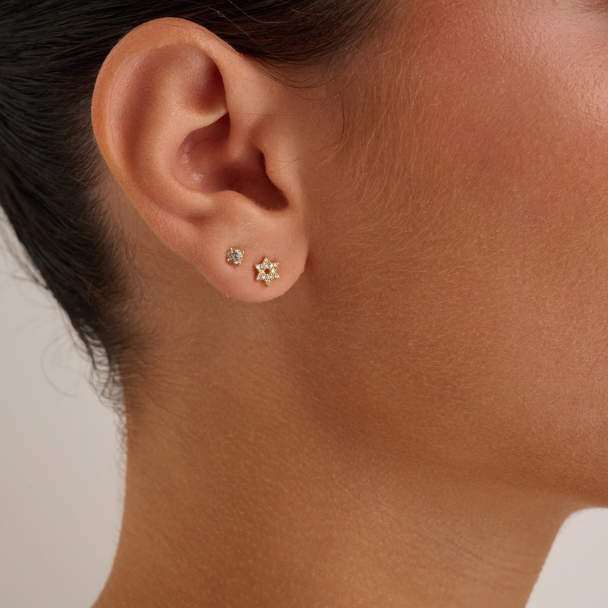 14K Gold Diamond Star of David Stud Earrings - Thenetjeweler