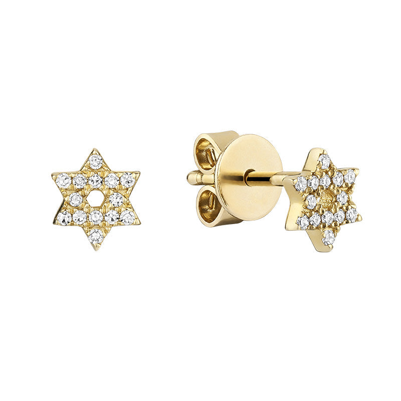 14K Gold Diamond Star of David Stud Earrings - Thenetjeweler