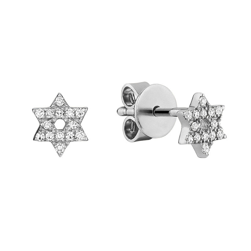 14K Gold Diamond Star of David Stud Earrings - Thenetjeweler