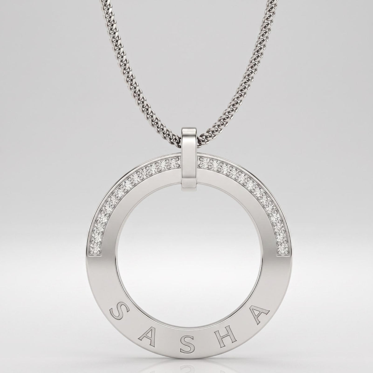 Personalized Diamond Circle Name Necklace