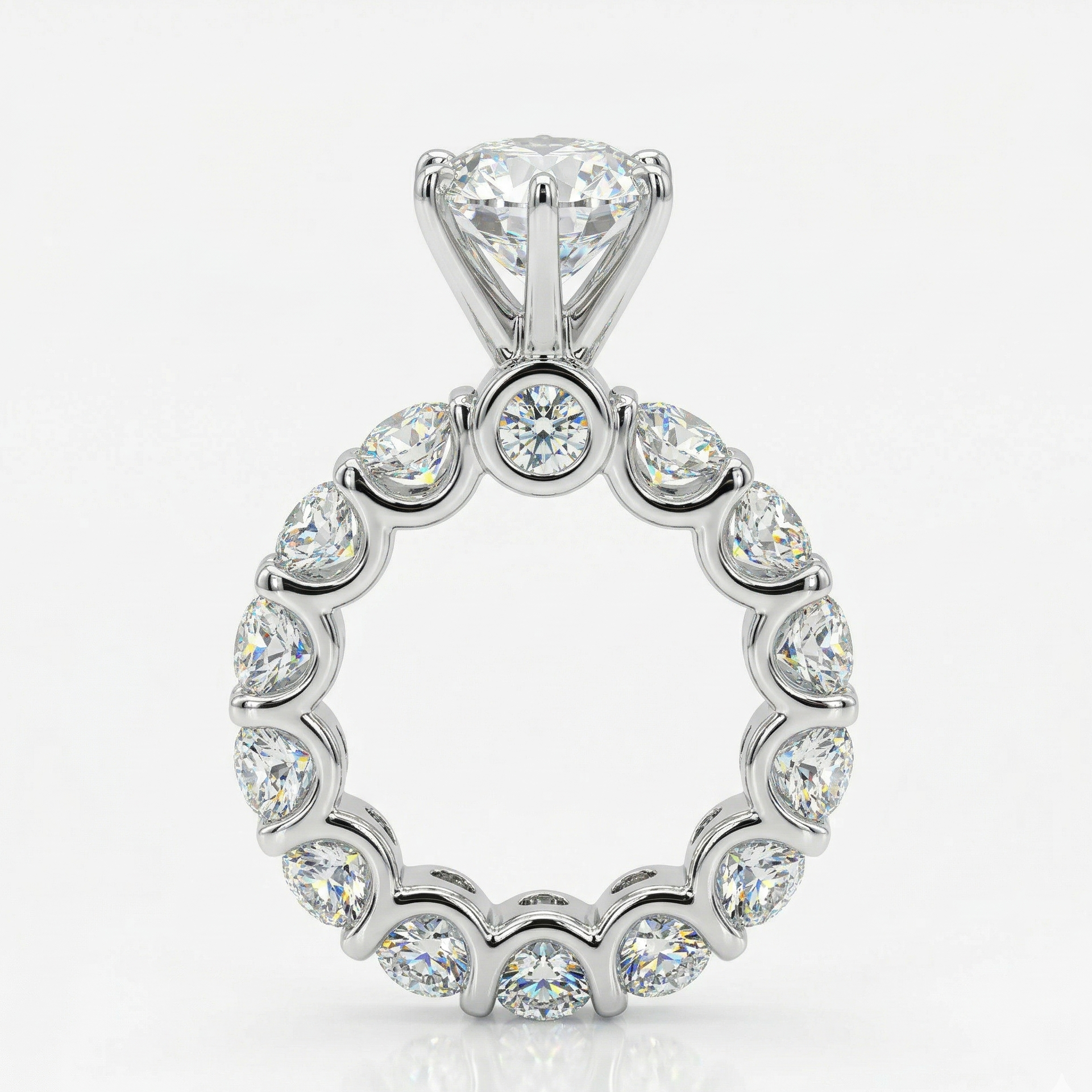 Round Diamond Engagement Ring Side way