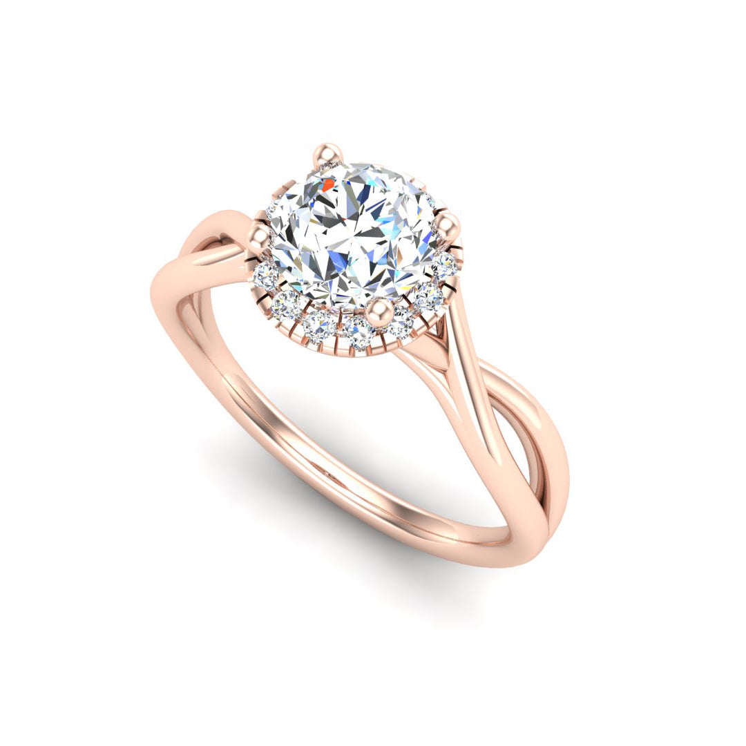 Twist Band Halo Engagement Ring - Thenetjeweler