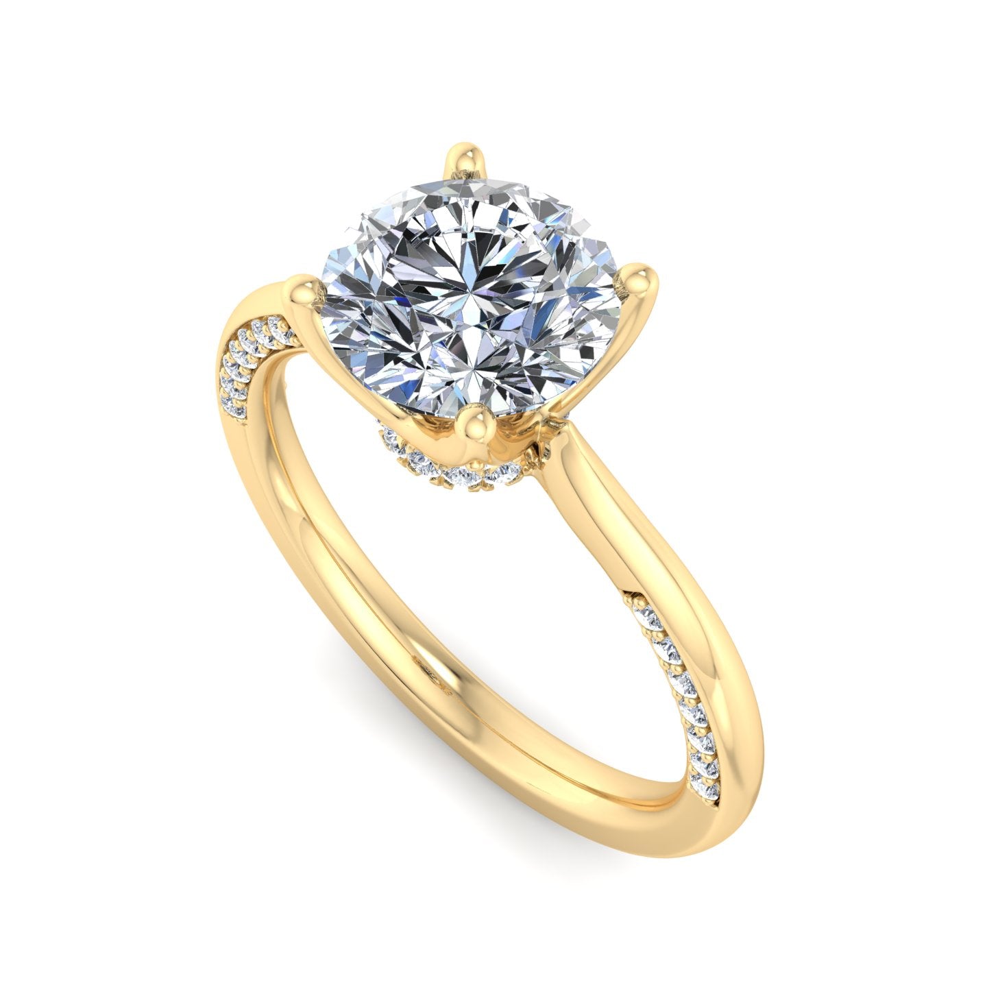 Diamond Hidden Halo Solitaire Engagement Ring - Thenetjeweler