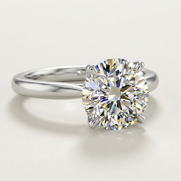 3-Carat Moissanite Solitaire — 14K White Gold