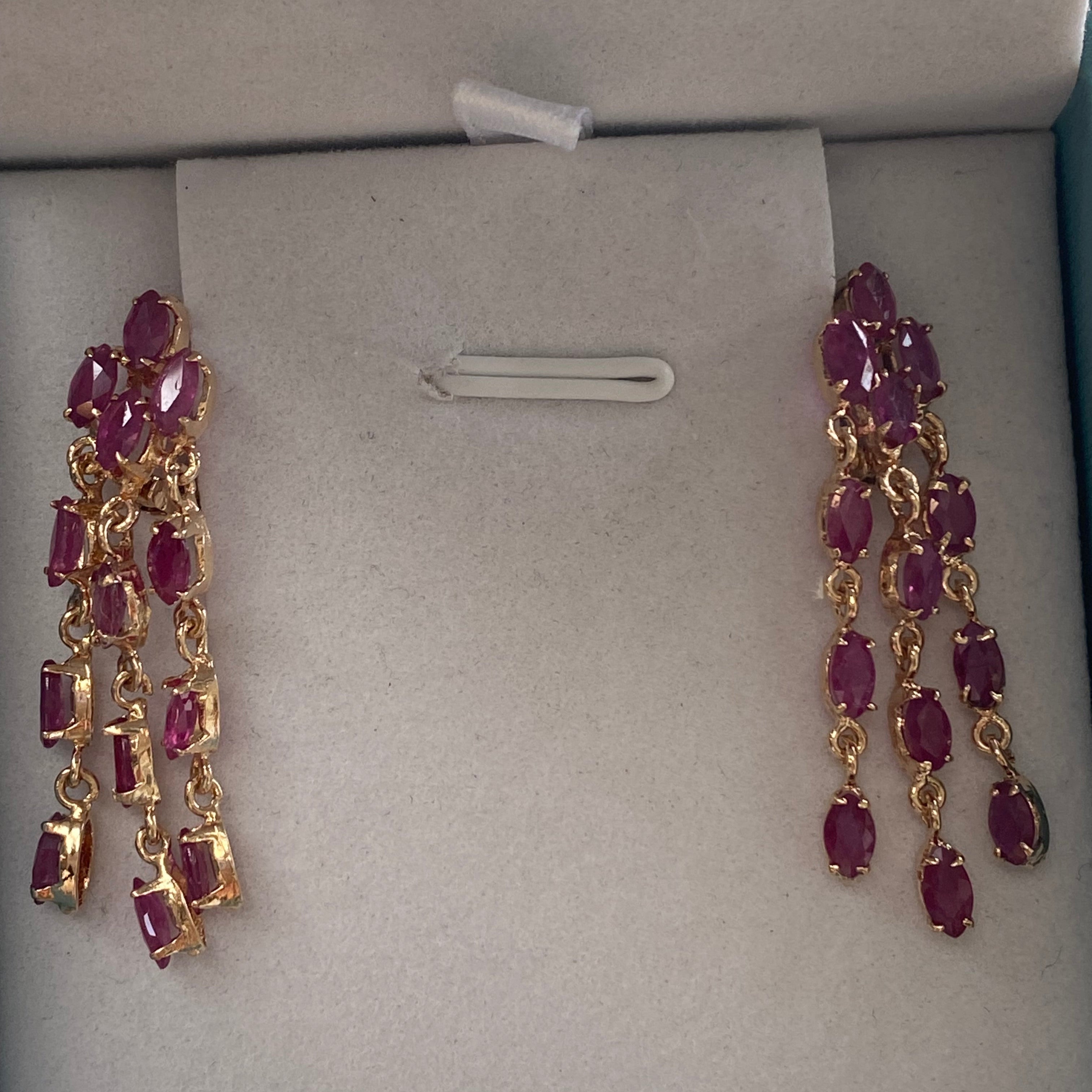 Rubies Drop Earrings 14k rose gold