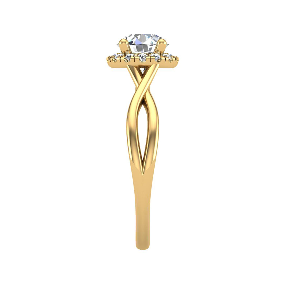 Twist Band Halo Engagement Ring - Thenetjeweler