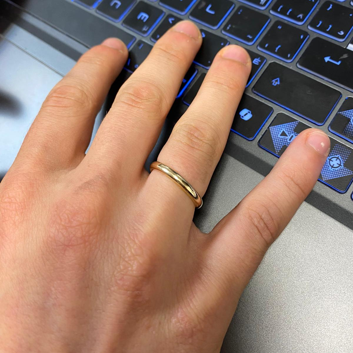 3mm Men's Wedding Ring Yellow Gold Comfort Fit - Thenetjeweler