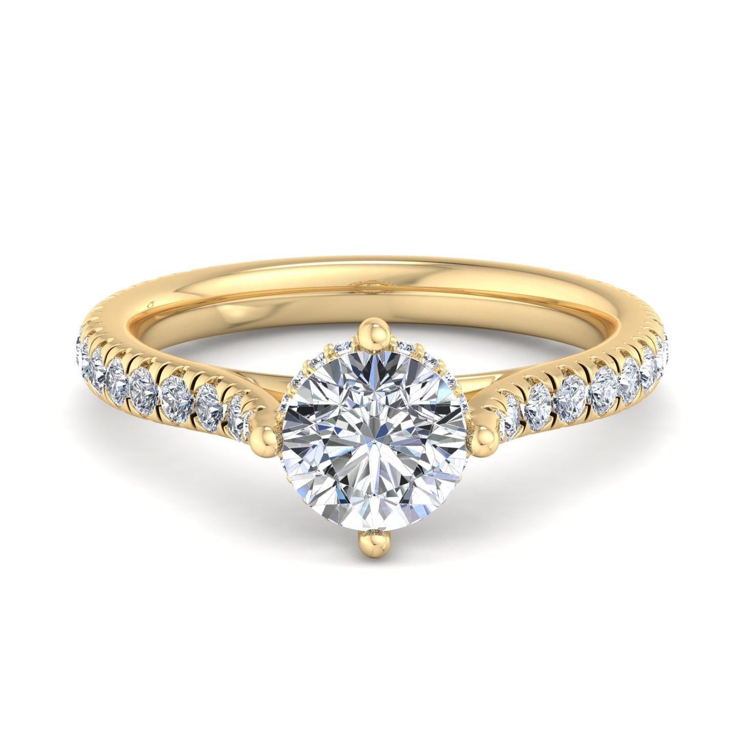 Peony Hidden Halo Engagement Ring - 18KT Yellow Gold - Thenetjeweler