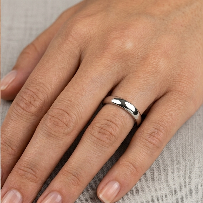 4mm Men's Wedding Ring White Gold Super Comfort Fit