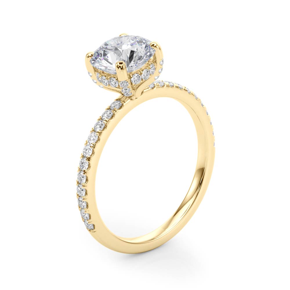 Hidden Halo Diamond Engagement Ring with Side Stones (0.35 ct.tw)