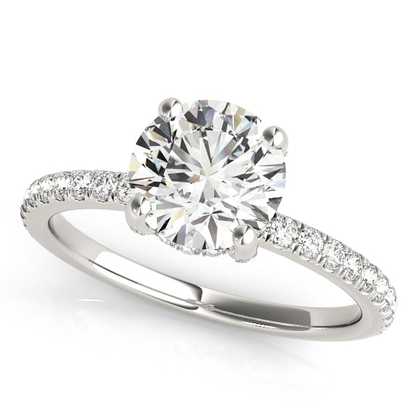 Hidden Halo Diamond Engagement Ring with Side Stones (0.35 ct.tw) - Thenetjeweler
