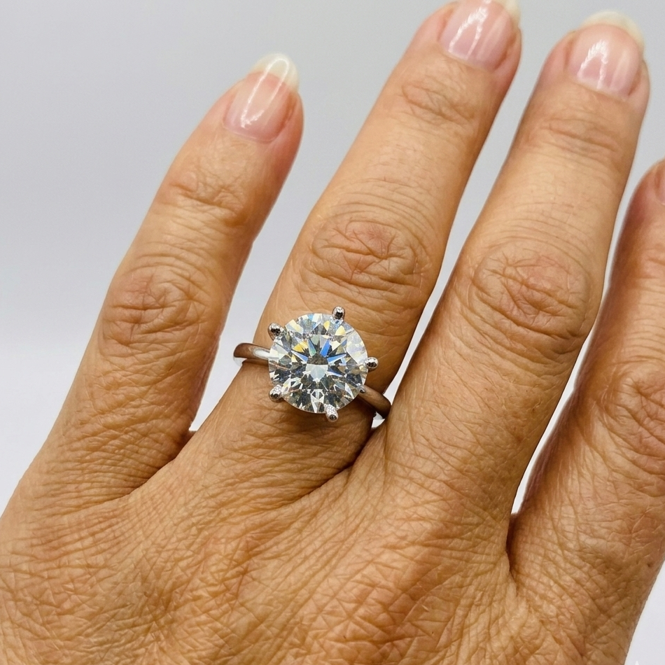 3ct Lab Grown Diamond Platinum Solitaire Engagement Ring 5-Prong