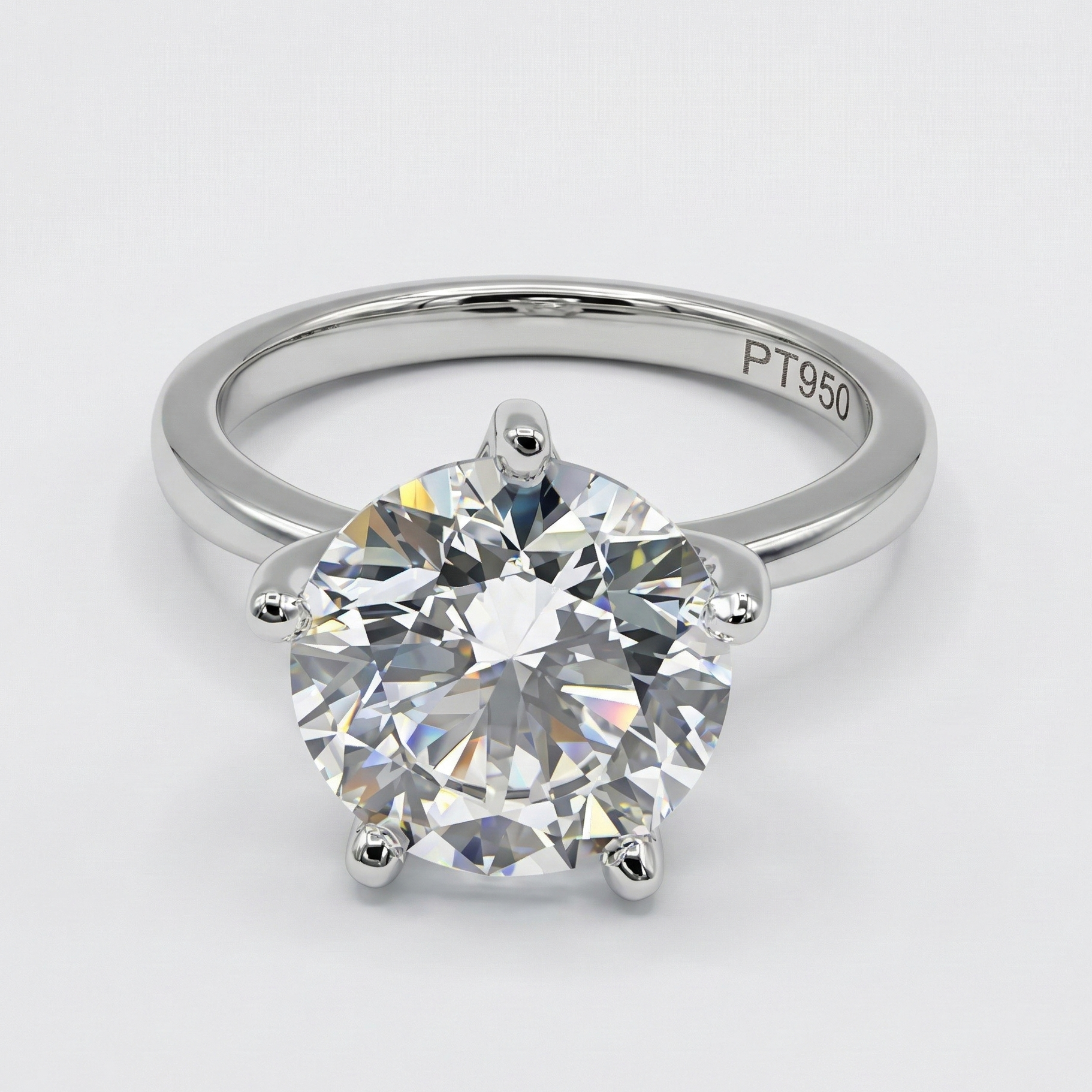 3ct Lab Grown Diamond Platinum Solitaire Engagement Ring 5-Prong