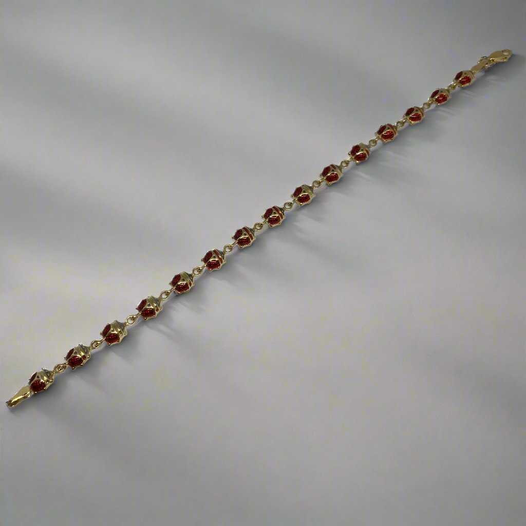 14k Yellow Gold Enamel Ladybug Bracelet