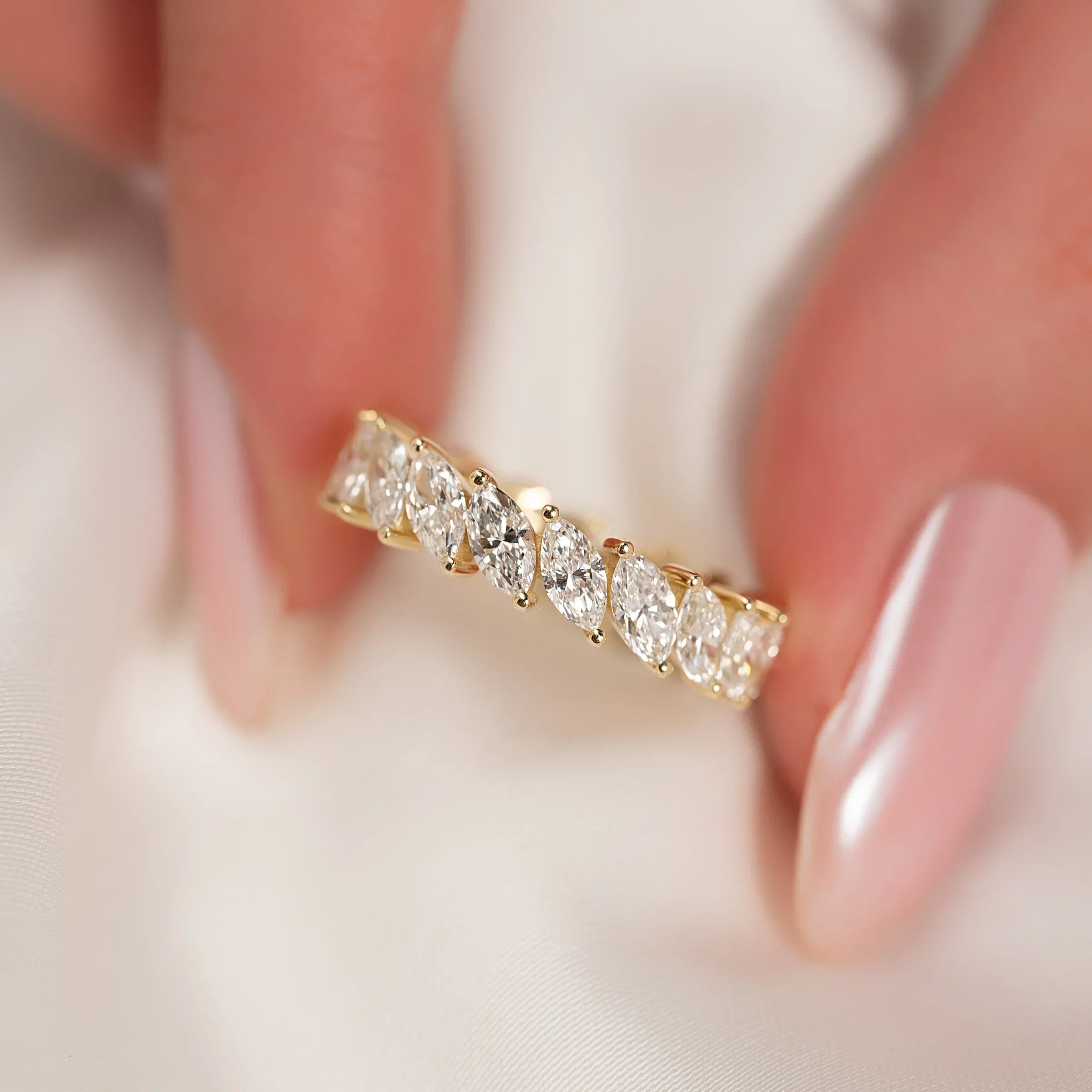 Angled Marquise Diamond Prong Set Eternity Ring 1.50ct - Thenetjeweler