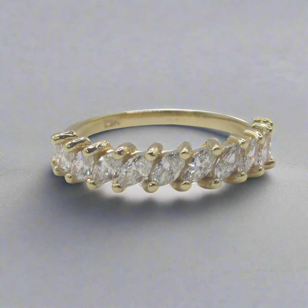 Angled Marquise Lab Grown Diamond Half Eternity Band - THENETJEWELER