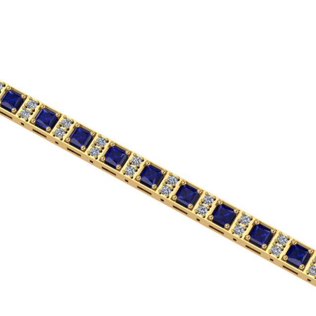 Square Link Sapphire and Diamond Tennis Bracelet - Thenetjeweler