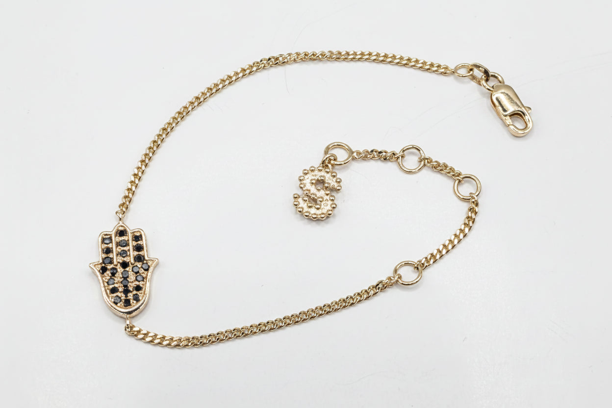Black Diamond Hamsa Bracelet - THE NET JEWELER