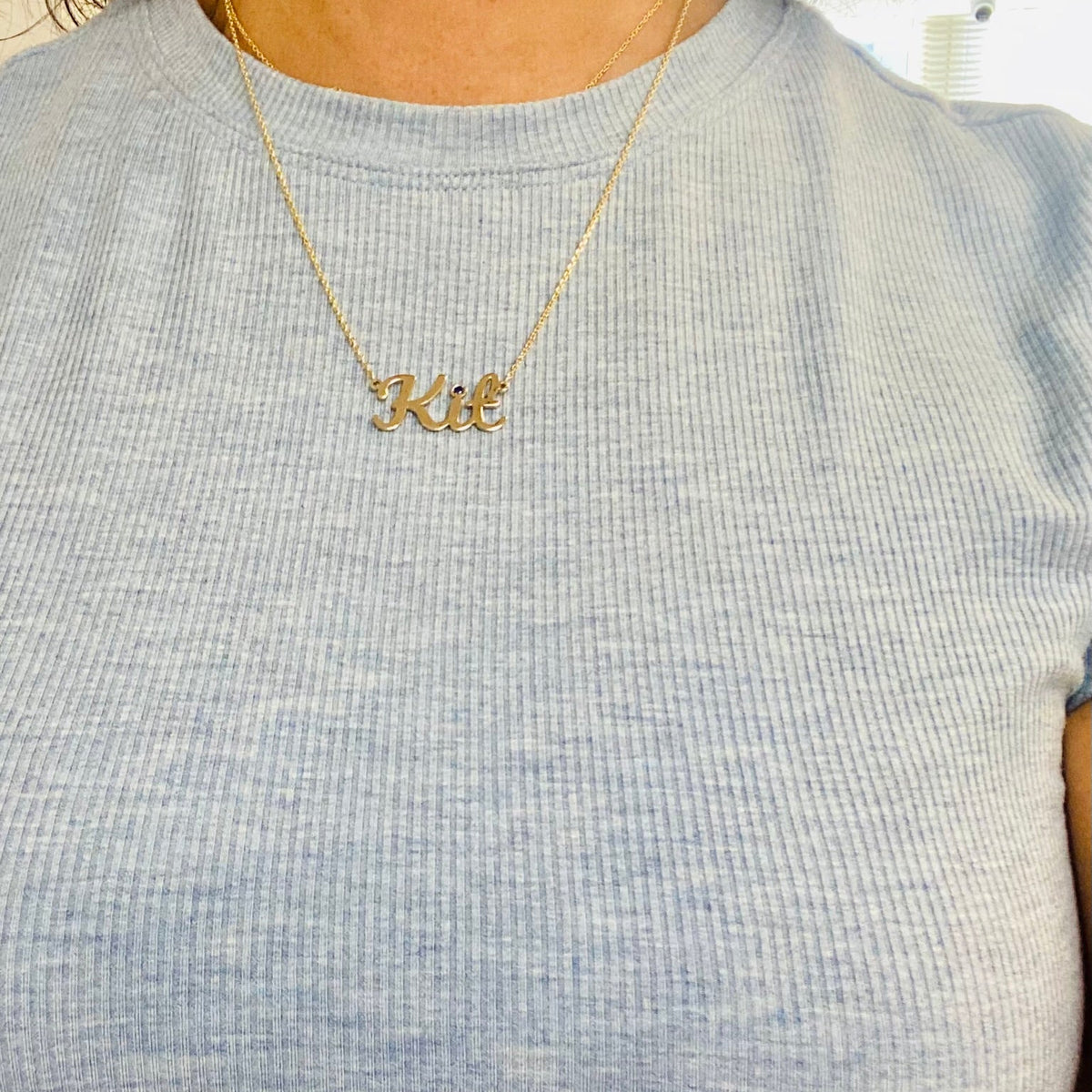 Personalized "Kit" Name Necklace in 14K Gold – Custom Script Pendant