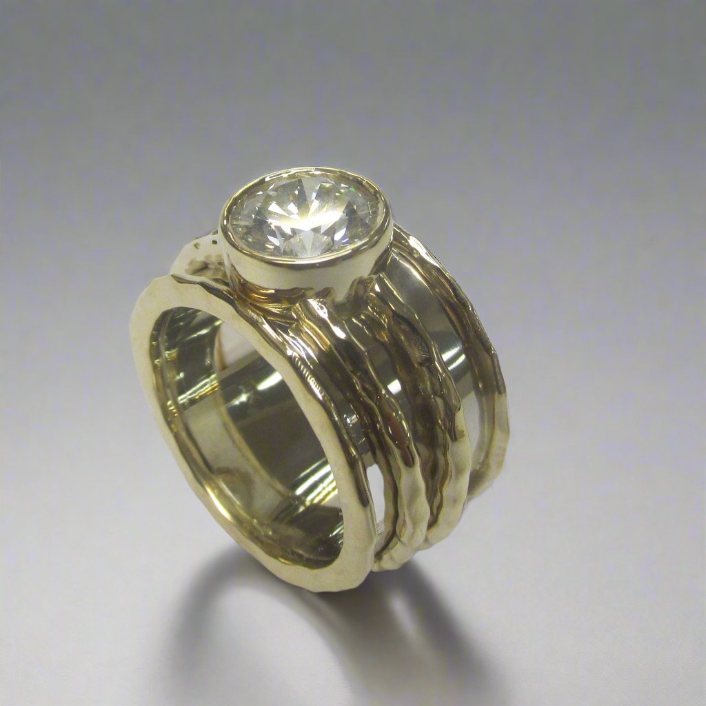 2.16 ct Natural Diamond Wide Ring Two Tone Gold - Thenetjeweler