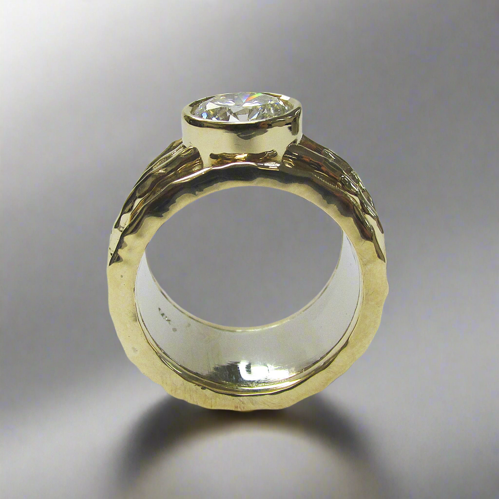 Custom made Two Tone Diamond Ring Wide Band - Thenetjeweler
