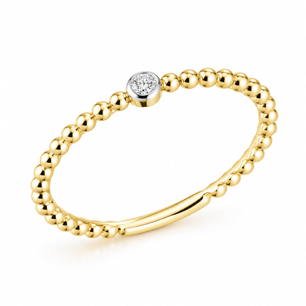 Diamond Solitaire Beaded Ring - Thenetjeweler