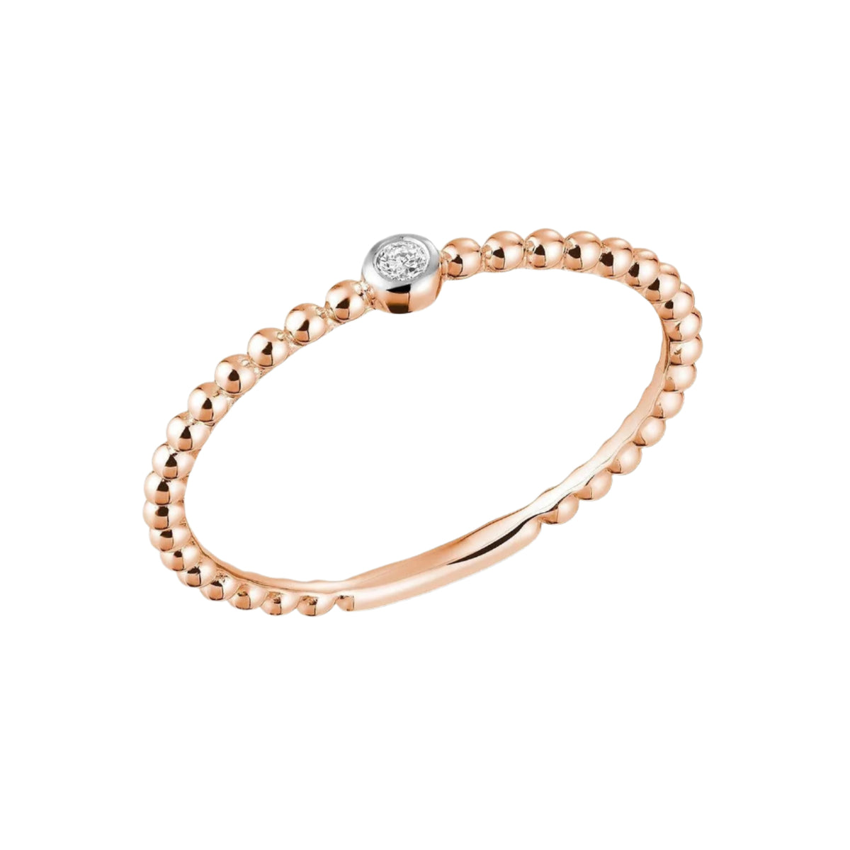  Diamond Solitaire Beaded Ring - Thenetjeweler