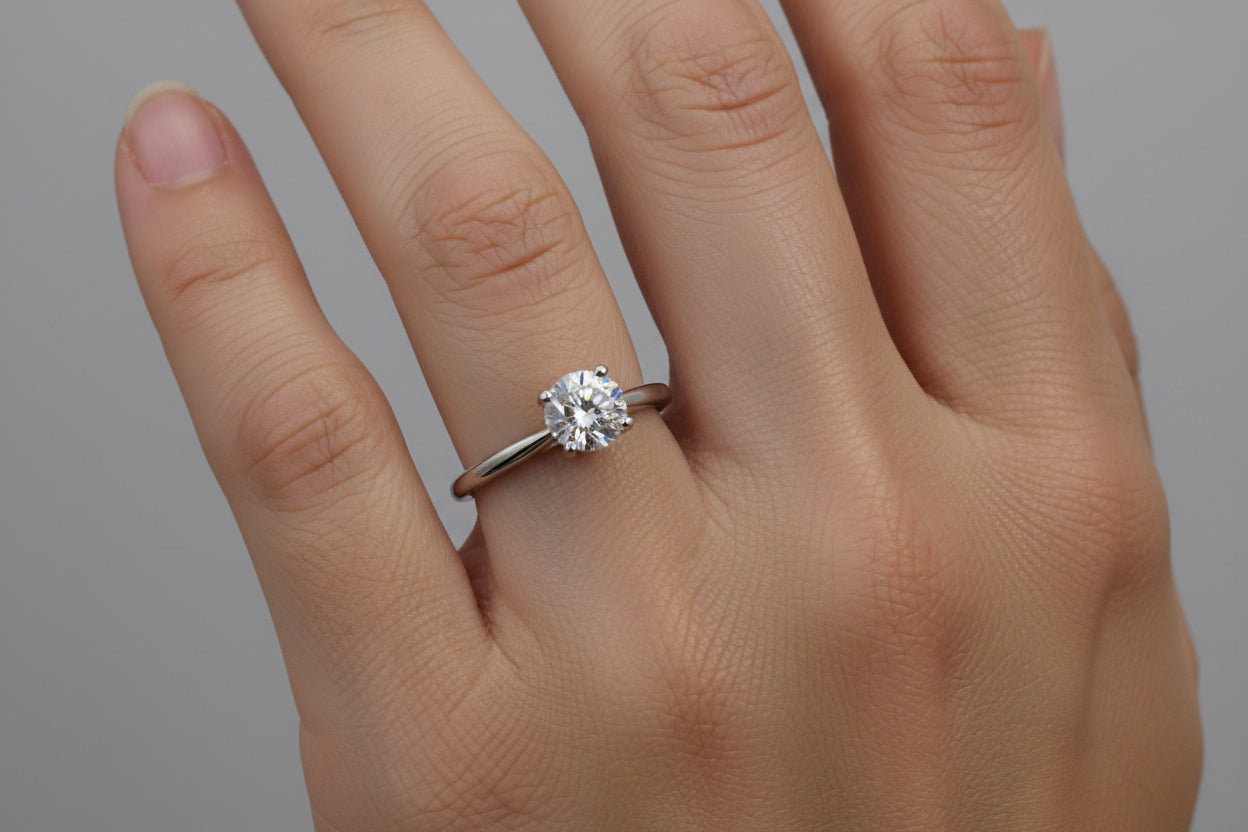 0.75 Carat Diamond Solitaire Ring with Accents - Thenetjeweler