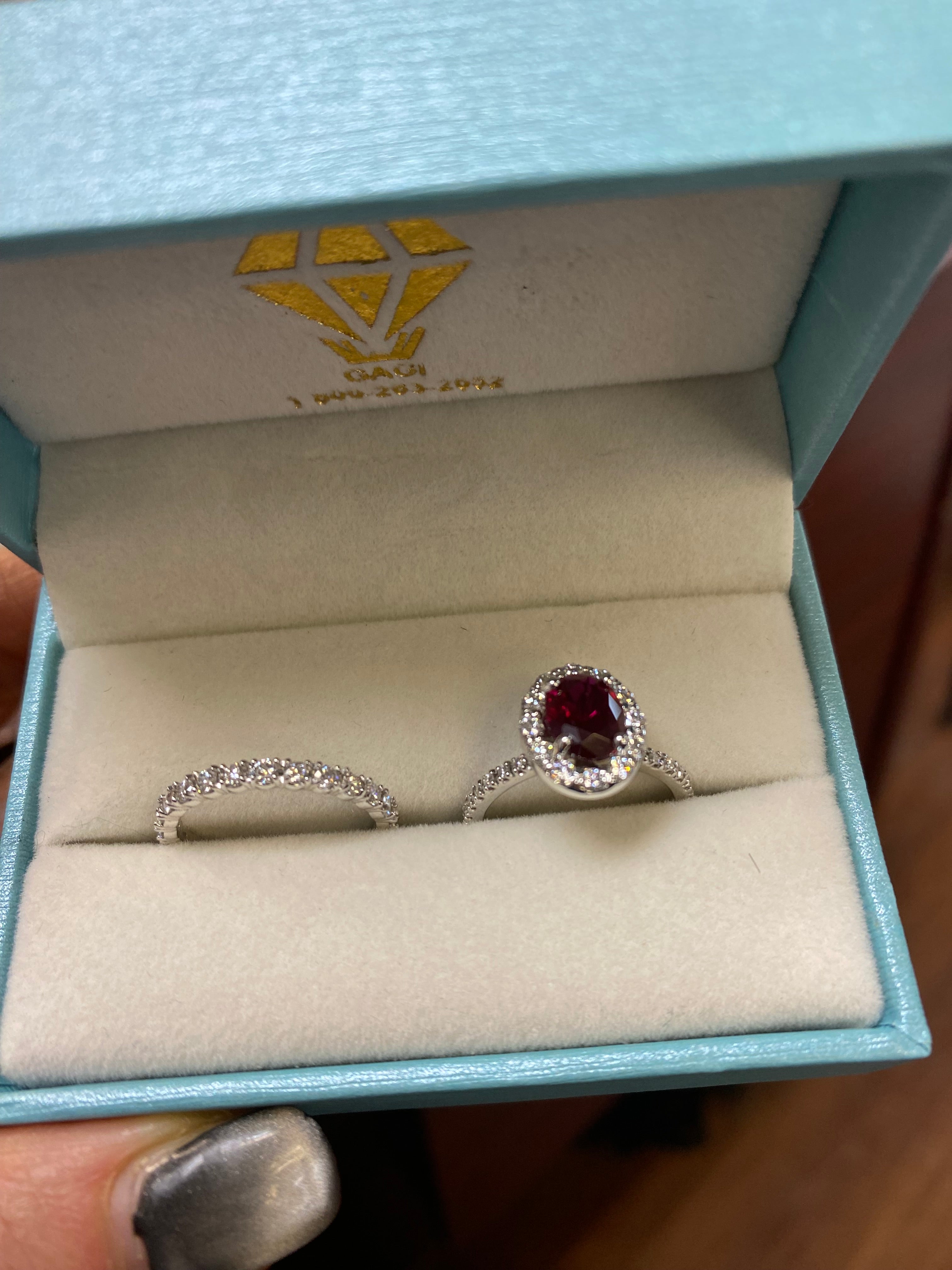 Ruby Engagement Ring Bridal Set - Thenetjeweler