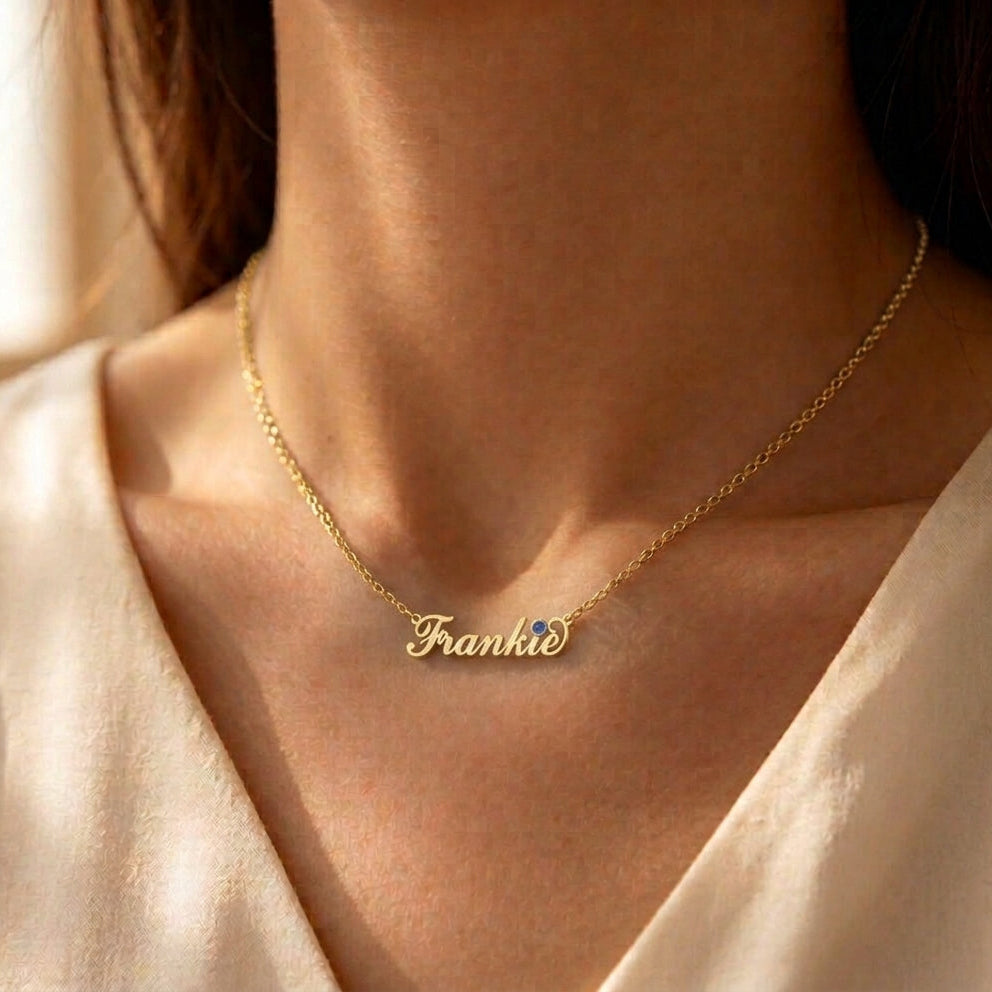 Personalized Name Necklace in 14K Gold – Custom Script Pendant
