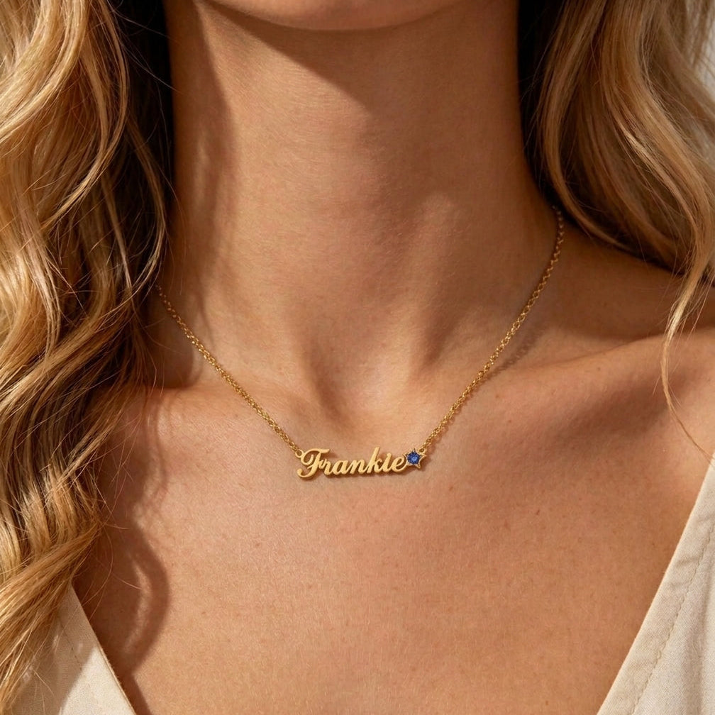 Personalized Name Necklace in 14K Gold – Custom Script Pendant