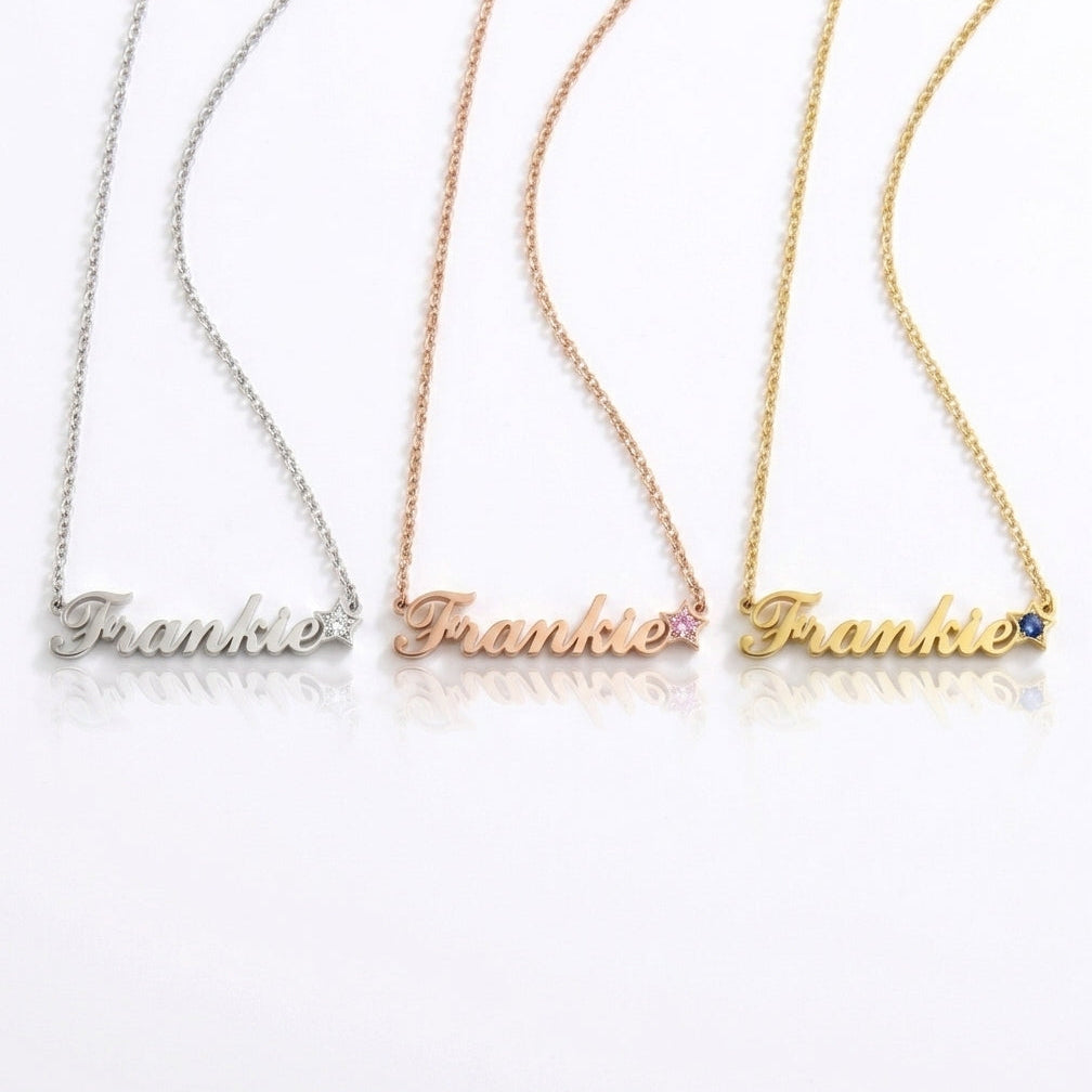 Personalized Name Necklace in 14K Gold – Custom Script Pendant