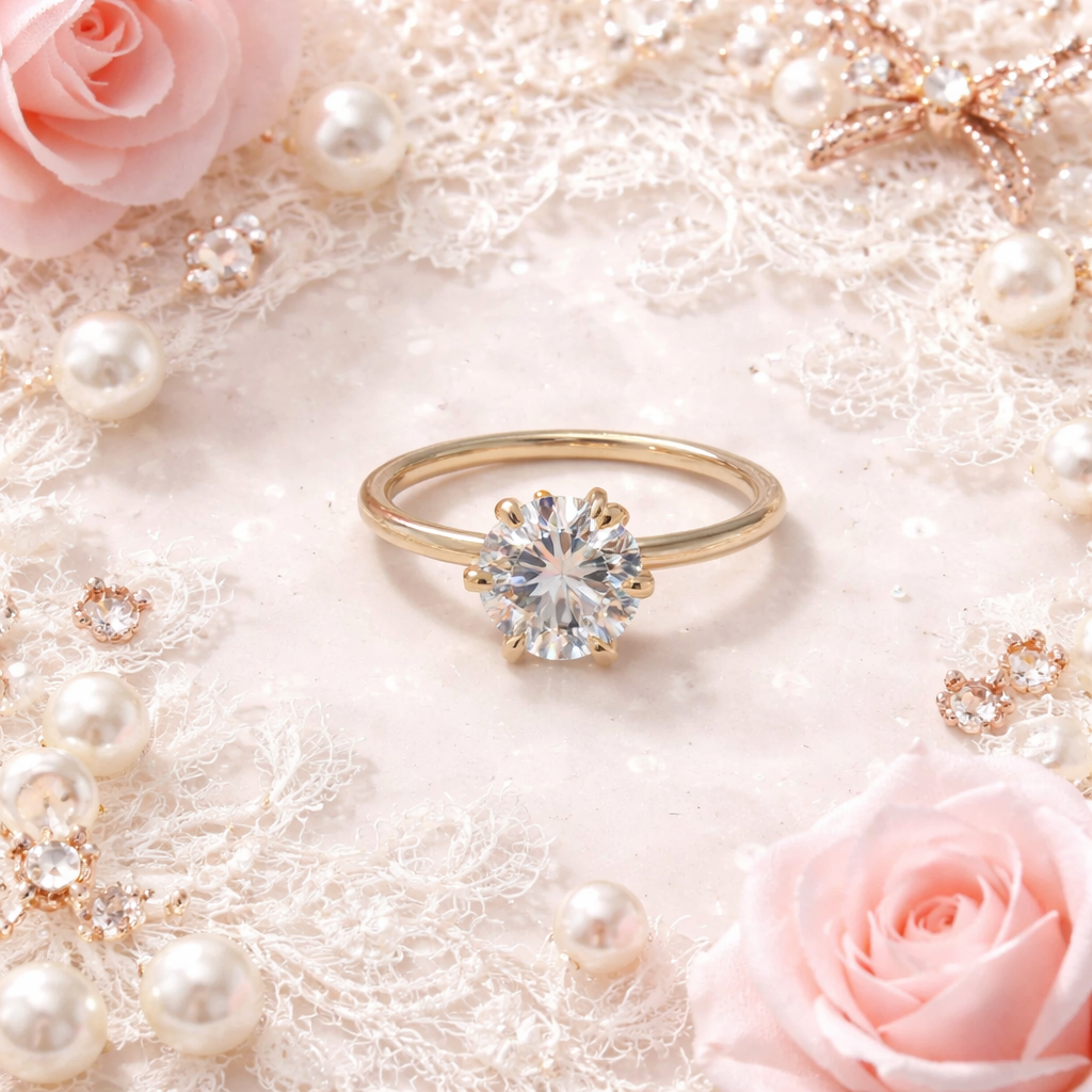 Gold ring with a diamond