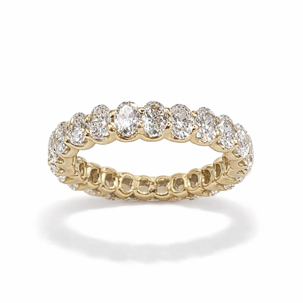 Lab Grown Diamond Oval Cut Eternity Ring in 14k Yellow Gold – VVS/E 2.52 ctw