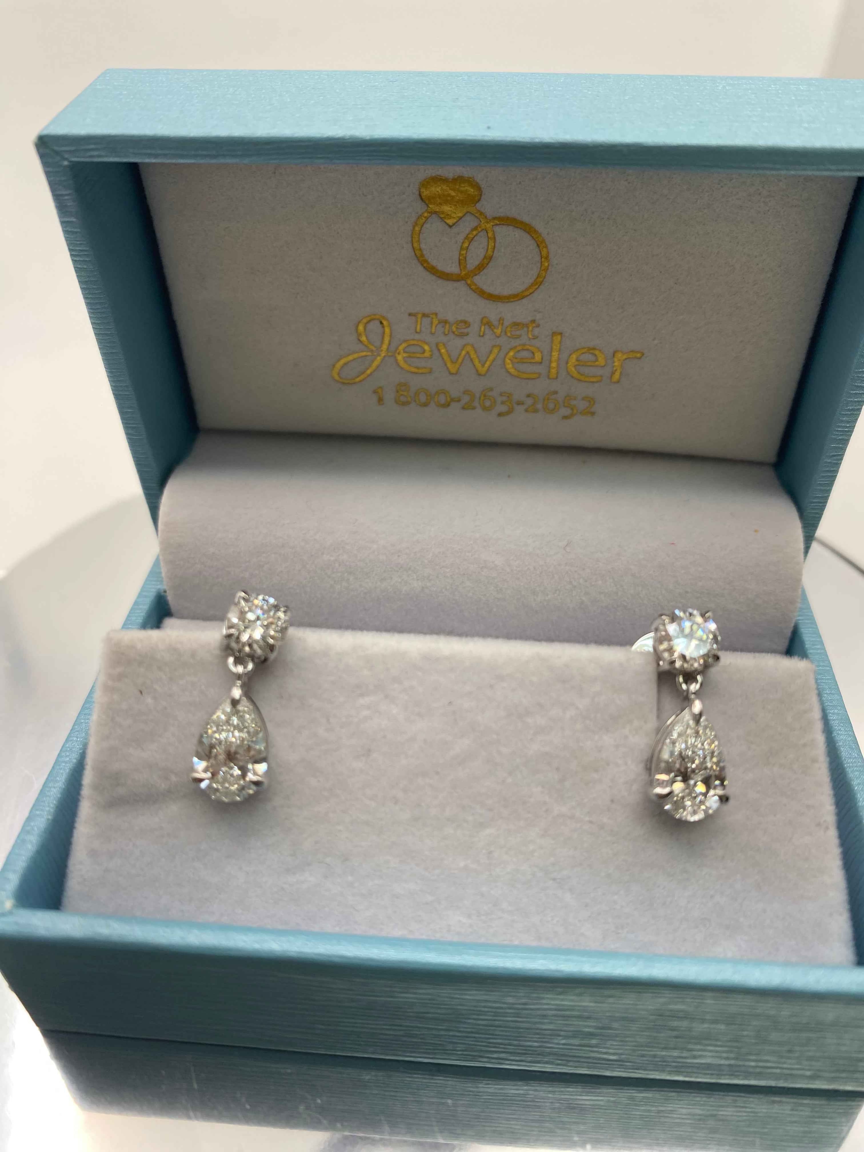 3 Carat Lab-Grown Diamond Drop Earrings | 14K White Gold