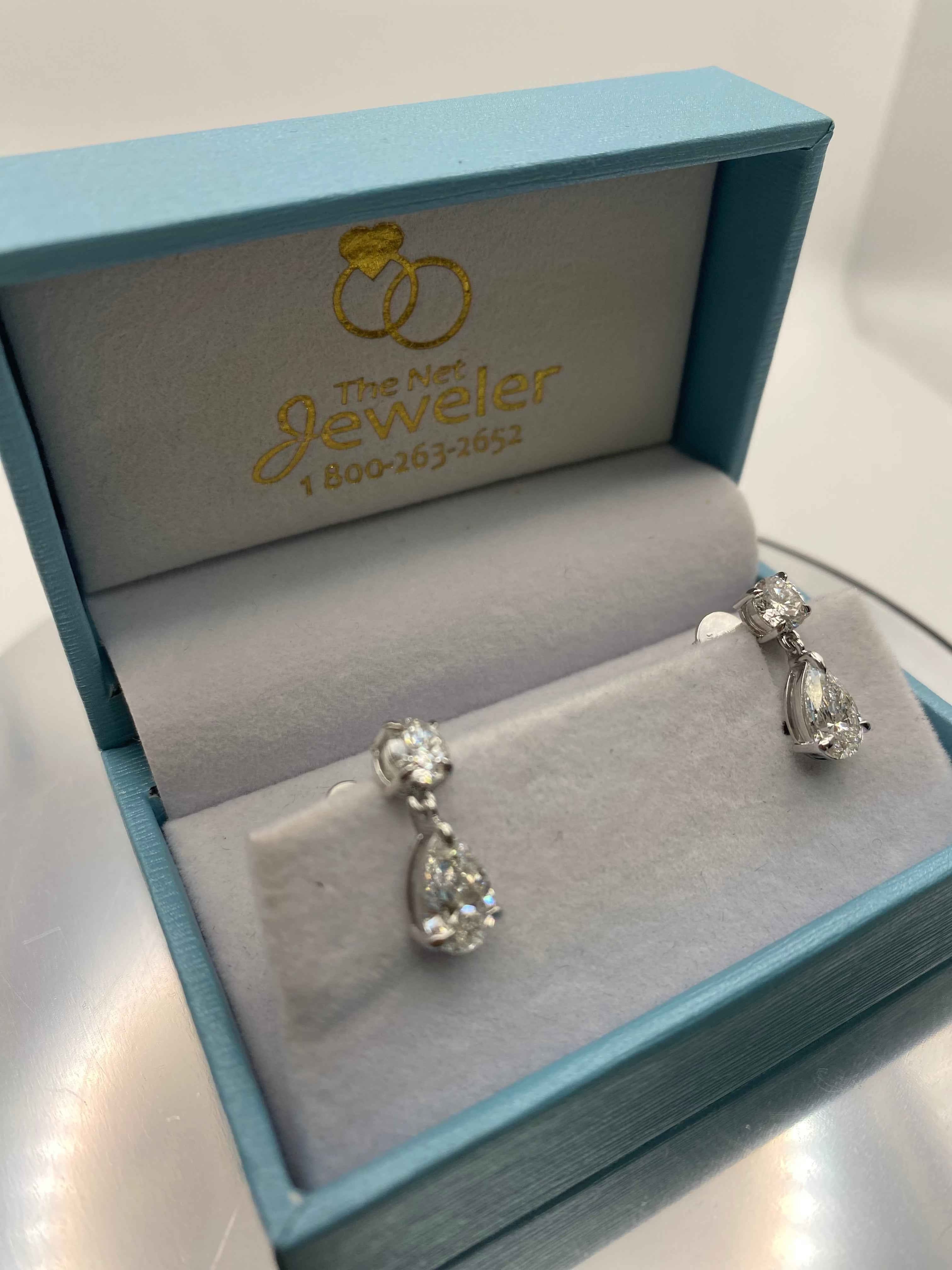 3 Carat Lab-Grown Diamond Drop Earrings | 14K White Gold