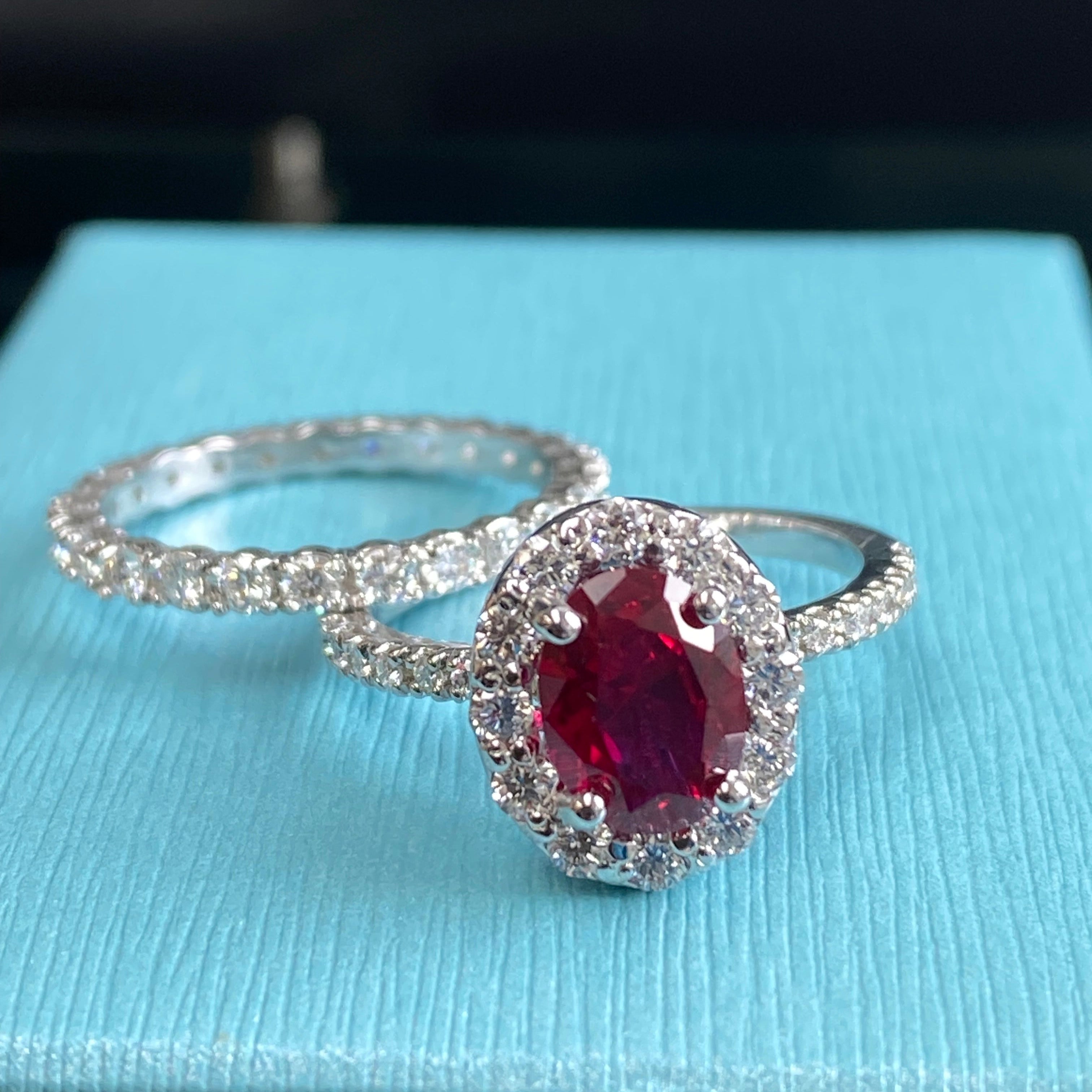 Ruby Engagement Ring Bridal Set - Thenetjeweler