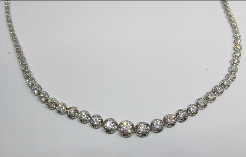 14K White Gold Straight Lab Created Diamond Tennis Necklace (12.00 CTW -  F-G / VS2-SI1)
