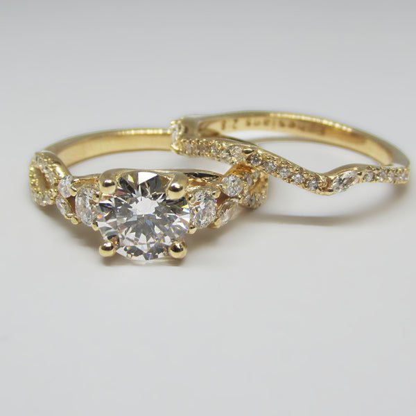 Round and Marquise Diamond Bridal Ring Set 2.0 ct.t.w. - Thenetjeweler